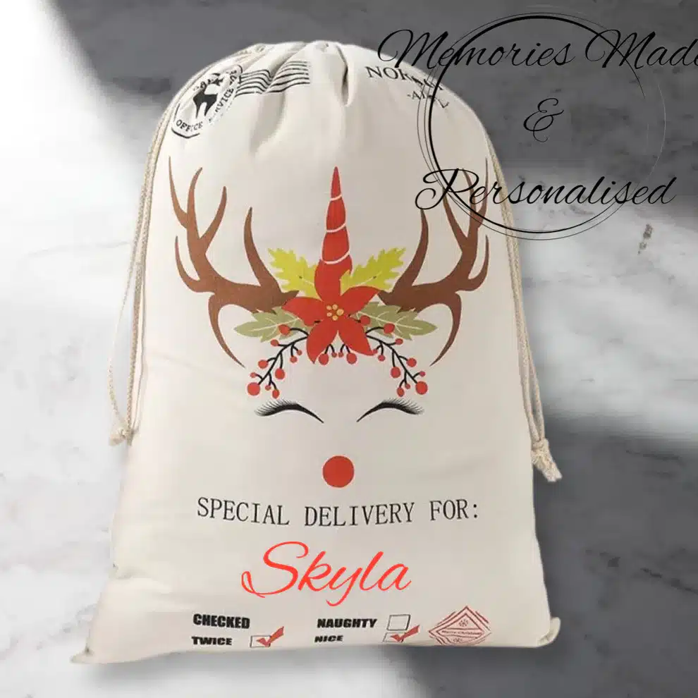 - Image_5b506bd7-78b2-4485-91ce-fa274e66e187 - Memories Made and Personalised - Memories Made and Personalised - - - Personalised Reindeer Santa Sacks. - Memories Made and Personalised