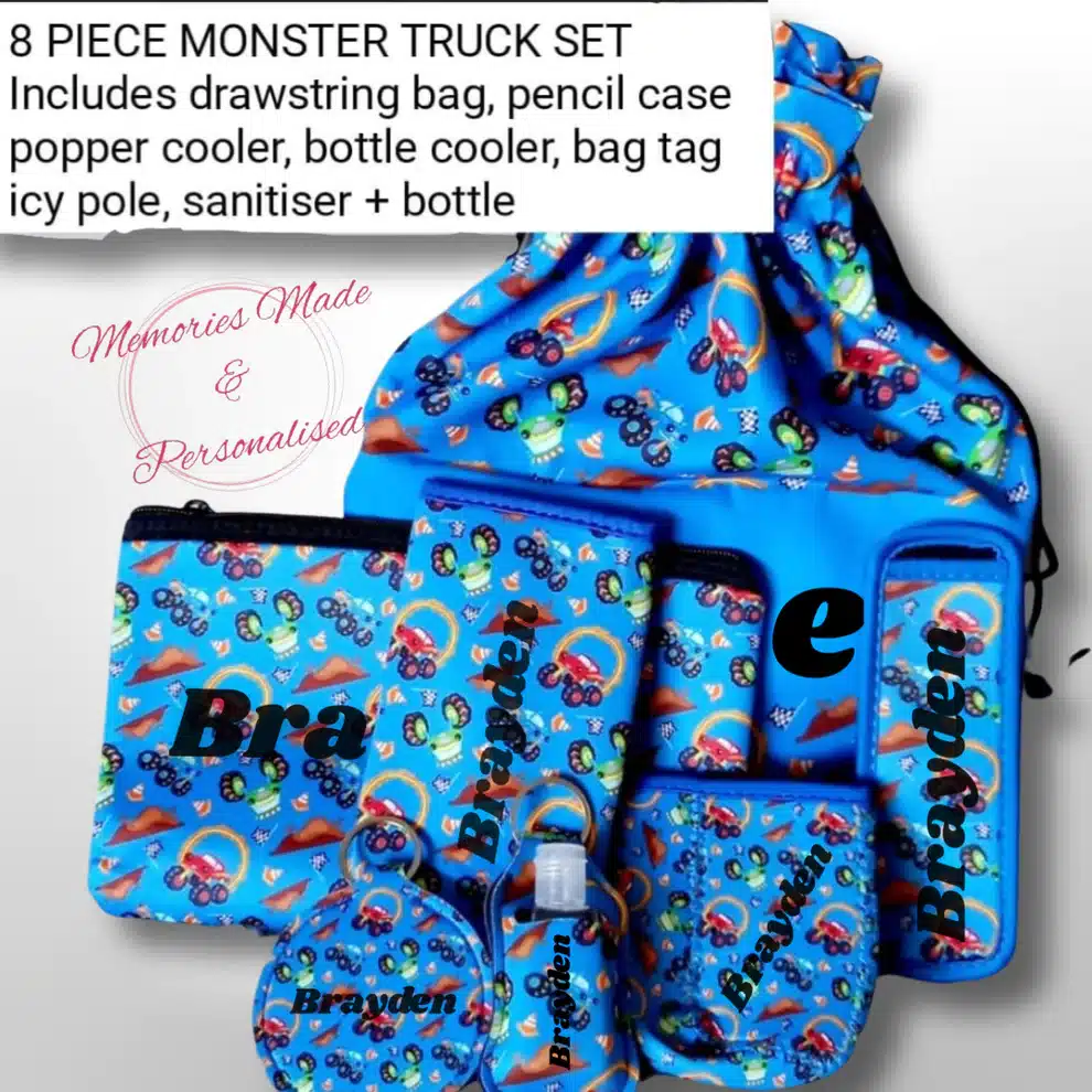 - Image_67b6ea9a-80bf-43e0-b26d-415f16084171 - Memories Made and Personalised - Memories Made and Personalised - - - Personalised 8 Piece Monster Truck Set. - Memories Made and Personalised