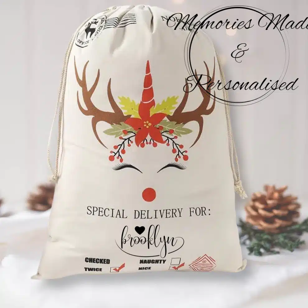- Image_a35d795b-696f-4a6a-ac86-fc74c0a877f1 - Memories Made and Personalised - Memories Made and Personalised - - - Personalised Reindeer Santa Sacks. - Memories Made and Personalised