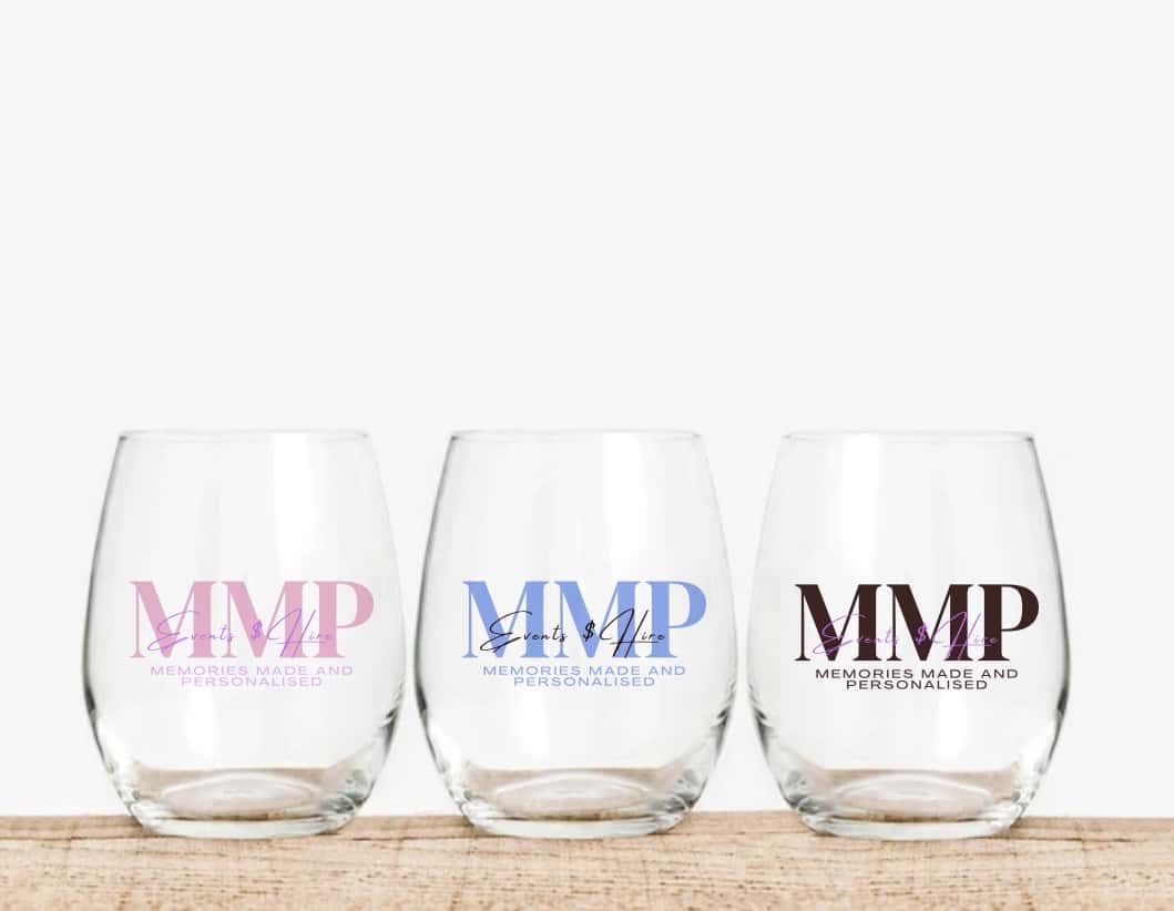 - Img_2906 - Memories Made and Personalised - Memories Made and Personalised - - - Businesses Branded Stemless Wine Glass - Memories Made and Personalised