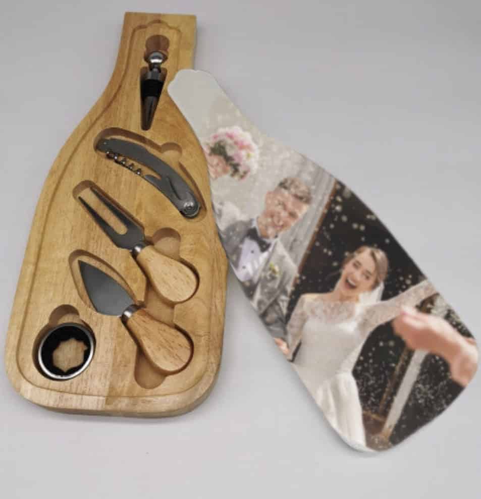 - Img_6274 - Memories Made and Personalised - Memories Made and Personalised - - - Custom Printed Glass Lid Cheese & Wine Board 5 Piece Set